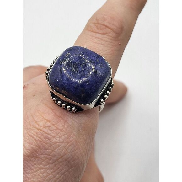 Bohemian Lapis  Square Ring sz 10 - Picture 7 of 7